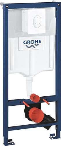 GROHE Rapid SL 3-in-1 Inbouwreservoir set - Voor een hangend toilet - 1,13m - Muurbeugels - Met witte bedieningsplaat