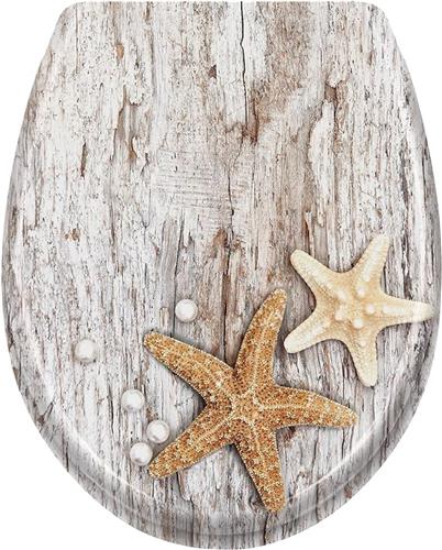 NAIZY toiletzitting met soft-close mechanisme Hard plastic toiletdeksel Antibacterieel toiletdeksel Toiletzitting gemaakt van Duroplast Universele maat (parelmoer zeester)