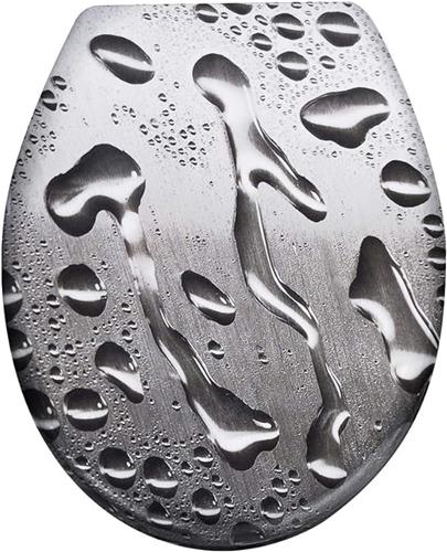 NAIZY toiletzitting met soft-close mechanisme Toiletzitting van hard plastic Antibacteriële toiletzitting van Duroplast Universele maat, 14 afbeeldingen om uit te kiezen (waterdruppels)