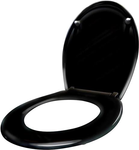 NAIZY toiletzitting met soft-close mechanisme Toiletdeksel Toiletzitting van hard plastic Antibacterieel toiletdeksel van Duroplast Universele maat, 14 afbeeldingen om uit te kiezen (zwart)