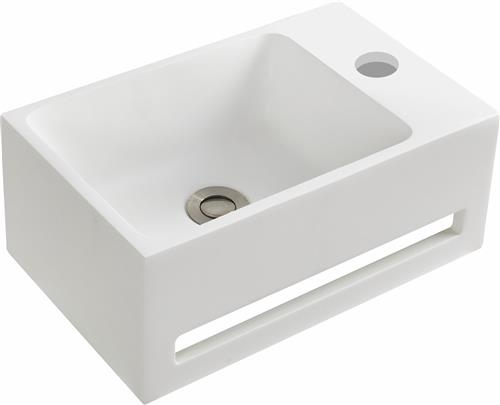 Allibert Banio Fontein - 40x25x17cm - kraangat rechts - zonder overloop - met handoekhouder - mat wit