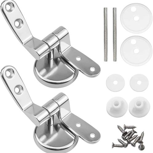 REFTTENW Toiletbril Scharnier Set van 4, Universele Scharnieren voor Toiletbril, Vervangende Wc-scharnieren, WC-bril reparatie, Zinklegering, Zilver