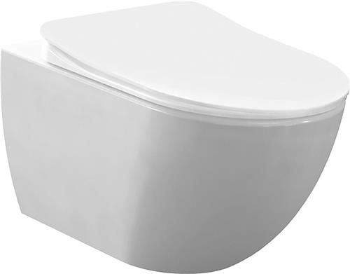 CREAVIT DESIGN OPHANG WC WIT MET RVS SPROEIER (BIDET), RIMOFF, VERBORGEN BEVESTIGING. Zonder zitting
