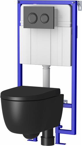 Allibert wc-pack inbouwreservoir compleet Kastelo zwart Randloos