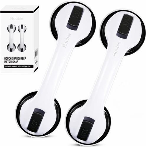 HOUBIE ® - 2 Stuks Douche Handgreep met Zuignap Badkamer - Wandbeugel badkamer- Geschikt voor douche en toilet - Vochtbestendig - Veiligheidsgreep - Handvat voor ouderen en kinderen - 30 CM