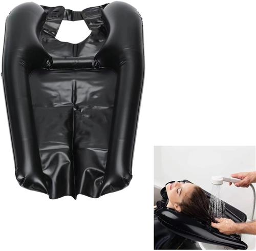 SNQ Opblaasbare shampoobak - Draagbare shampoobak - 16,7 × 12,9 × 1,8 cm - Thuisgebruik - Geschikt voor mannen, vrouwen, oud en jong - Zwart