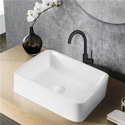 NETTLIFE Wastafel - 48 × 37 × 13.5cm - Keramiek - wasbak voor badkamer en toilet - rechthoekig - Wit - Muurbevestiging - Hangende wastafel - Badkamerwastafel - voor gastentoilet
