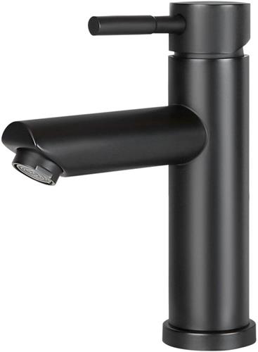 NETTLIFE Wastafelkraan - Badkamerkraan - RVS - Waterbesparend - Warm en Koud water - 360° Draaibaar - voor Badkamer | Keuken | Gootsteen - Zwart