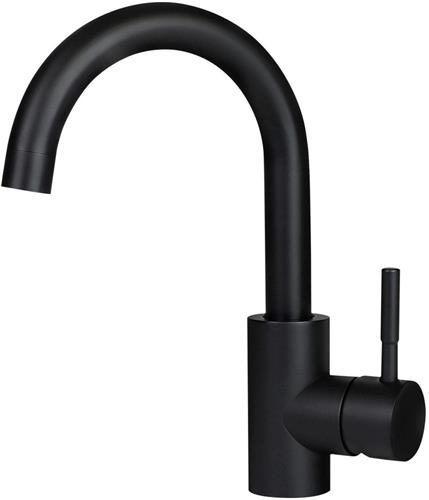 NETTLIFE Wastafelkraan - zwart - 360° Draaibaar - Hoge uitloop - Badkamerkraan - Warm en Koud - H 24cm - Badkamerkraan - voor Badkamer | WC | Spoelkeuken - RVS