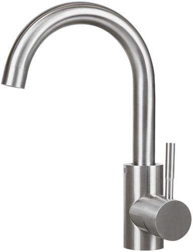 NETTLIFE Wastafelkraan - chroom - 360° Draaibaar - Hoge uitloop - Badkamerkraan - Warm en Koud - H 24cm - Badkamerkraan - voor Badkamer | WC | Spoelkeuken - RVS