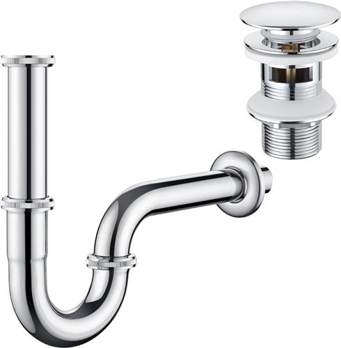 Auralum max U-vormige Sifon Wastafel + POP UP Afvoerset - Universele Sifon Chroom - Antibacterieel en Geur - sifon Ø32 mm - Afvoergarnituur Met Overloop