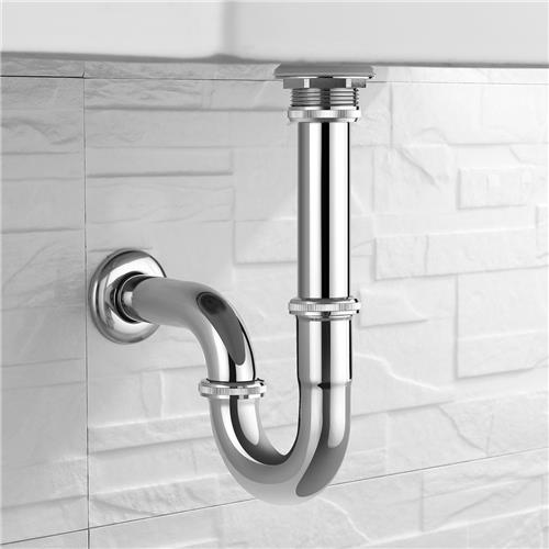 Auralum Max universele sifon - U-vormige wastafel sifon chroom roestvrij staal sifonbuis anti-geur sifon Ø32 mm Badkamer accessoire
