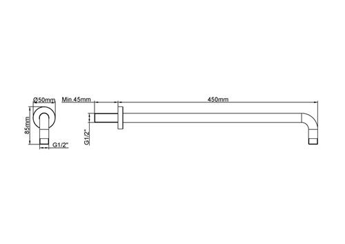 Sanifun douchearm Karel 450 mm geborsteld brons koper