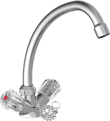 SCHÜTTE Brillant Wastafelkraan voor Waterverwarmer met vrije Uitloop - lage Druk - Mengkraan - met Waste - Chroom