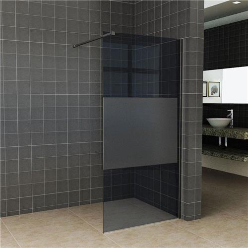 Wiesbaden Slim - Inloopdouche / Douchewand - 110x200 - Rook / Mat Glas - Antikalk - 8mm Veiligheidsglas - Excl. Stabilisatiestang en Profielset