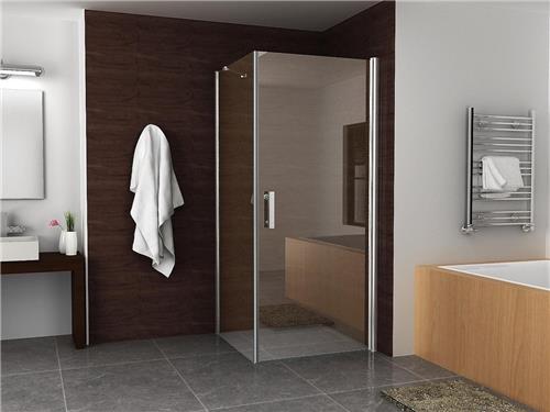 Wiesbaden Douchecabine Swingdeur met Zijwand (90x90x200) Chroom 8mm Glas NANO Anti-Kalk