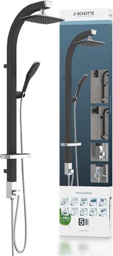 SCHÜTTE MADAGASKAR Douchesysteem - Regendouche - Lengte 121 cm - Zwart & Chroom