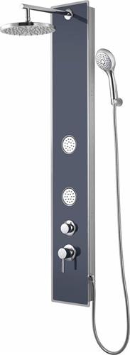 SCHÜTTE Glas Douchepaneel - Met Douchekraan - Mengkraan - 2 Massage Sproeiers - Anthraciet