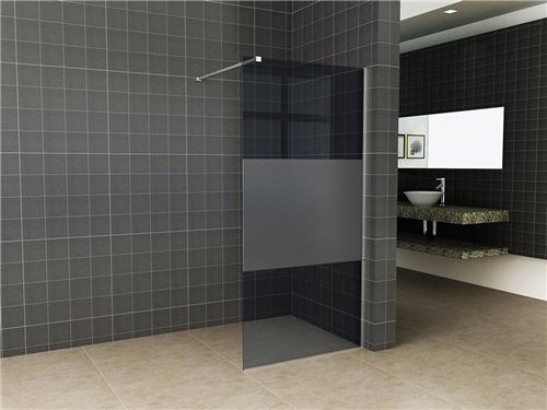 Wiesbaden Slim - Inloopdouche / Douchewand - 100x200 - Rook / Mat Glas - Antikalk - 8mm Veiligheidsglas - Excl. Stabilisatiestang en Profielset