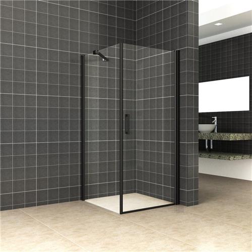 Douchecabine Wiesbaden Uni Klapdeur Vierkant 100x100x200 cm 8 mm NANO Coating Mat Zwart