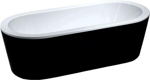 Sanifun Nero vrijstaand acryl ligbad 178 x 80 + waste zwart/wit