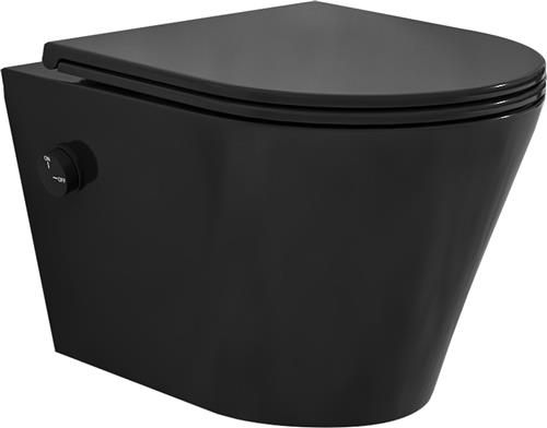 Sanifun rimless hangtoilet Rambo met koud water bidet-functie mat zwart 520