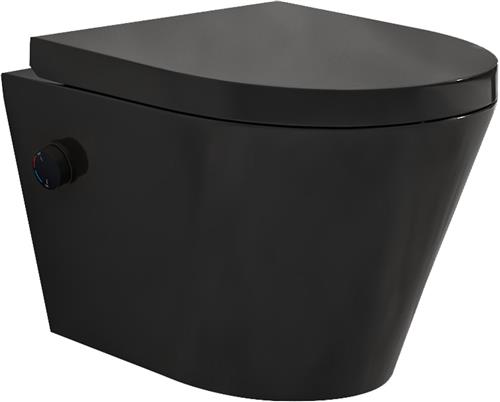 Sanifun rimless hangtoilet Heers met warm - koud water bidet-functie mat zwart 520