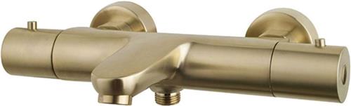 Wiesbaden Caral Thermostatische Badmengkraan 15 cm. - Goud Look - Geborsteld Messing