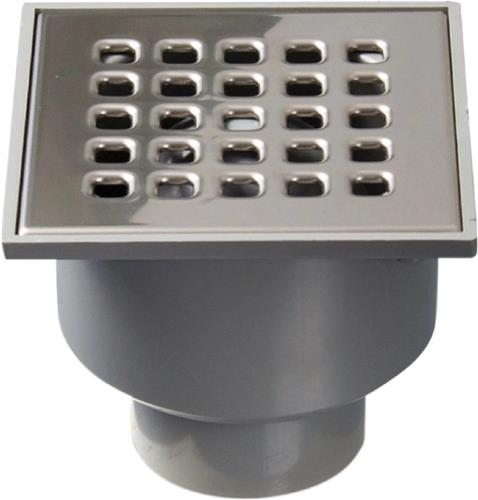 Sanifun Doucheput 105 x 105 mm met onderuitloop RVS