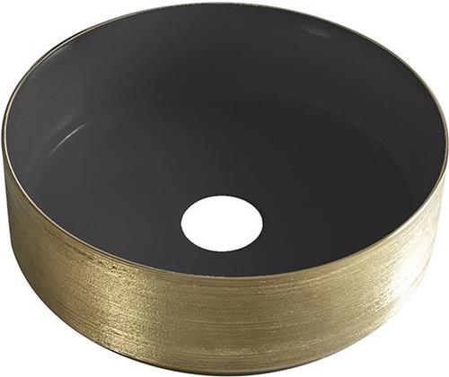 Sanifun Mondi waskom rond 360 x 360 x 120 mm mat zwart/geborsteld goud