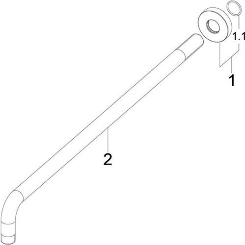 Wiesbaden Douchearm rond gebogen muurbevestiging 45cm Mat Zwart