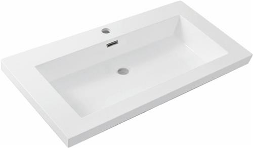 Wiesbaden Vision Wastafel - Kunstmarmer - 1 kraangat - 80 x 47 cm - Wit