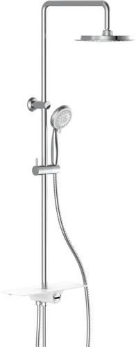 SCHÜTTE Aquastar Douchesysteem - Regendouche - Geïntegreerd Planchet met Push-Button Omsteller - Chroom & Wit