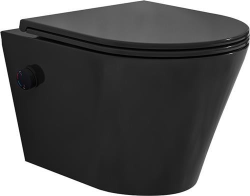 Sanifun rimless hangtoilet Rambo met warm - koud water bidet-functie mat zwart 520