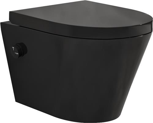 Sanifun rimless hangtoilet Heers met koud water bidet-functie mat zwart 520