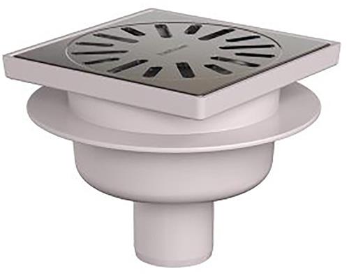 Sanifun Doucheput 15 x 15 cm met onderuitloop RVS