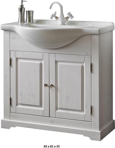 Sanifun Romantic 850-1  Staand Badkamermeubel 85 cm | Klassiek Design | Inclusief Keramische Wastafel (Zonder Kraan)