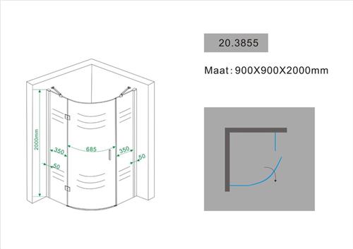 Mueller Irene 1/4 r.douchecabine LS 900x900 ANTI-KALK