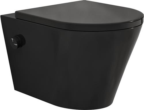 Sanifun rimless hangtoilet Rumba met koud water bidet-functie mat zwart 520