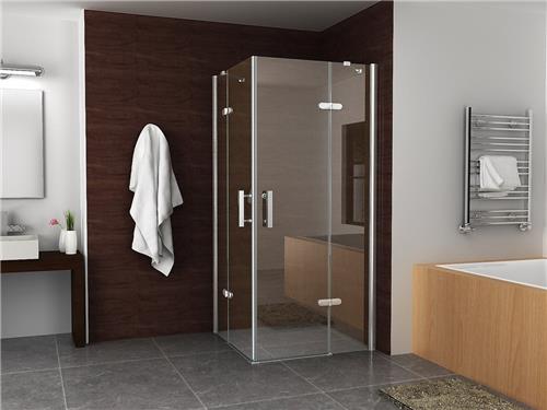 Wiesbaden Corner hoekinstap 90x90x200cm 2 draaideuren chroom 8mm glas NANO coating