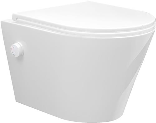 Sanifun rimless hangtoilet Rambo met warm - koud water bidet-functie glans wit 520