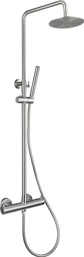 Wiesbaden 304 RVS Douchesysteem - Regendouche ø 20 cm - Incl. Thermostaatkraan - 15cm Hartafstand
