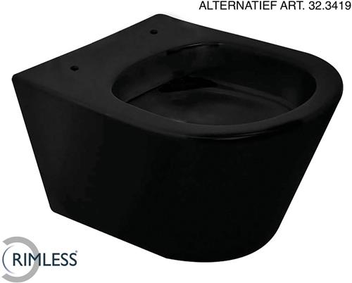 Wiesbaden Vesta-Junior Rimless Wandcloset 47Cm Zonder Zitt. Mat-Zwart