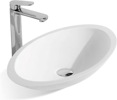 Wiesbaden Kim Opzetwastafel Solid Surface - 59 x 35 cm. - Wit