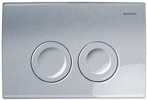 Geberit Delta21 bedieningsplaat, 2-toets spoeling frontbediening voor toilet 24.6x16.4cm mat chroom