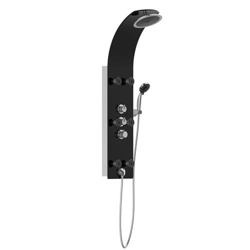 SCHÜTTE Lanzarote Douchepaneel - Met Thermostatische Douchekraan - 6 Massage Sproeiers - Glas - Zwart