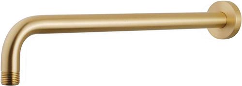 Wiesbaden Douchearm rond gebogen muurbevestiging 45cm Geborsteld Messing (goud)