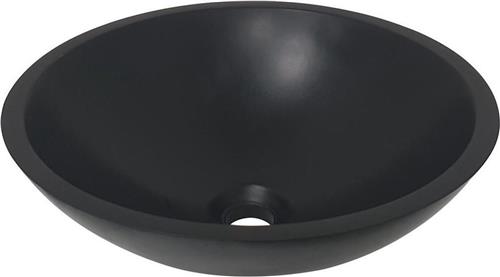 Waskom Opbouw Rond 43x43x13cm Solid Surface Mat Zwart