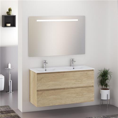 Sanifun badkamermeubel Estevo 1200  Nature look | Dubbele wastafel | LED-spiegel