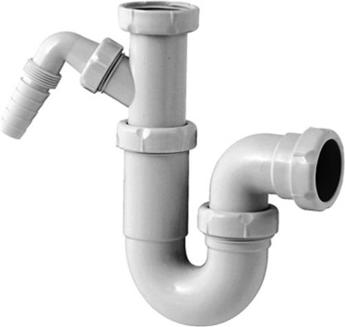 Sanifun Sifon kunststof telescopisch 1 1/2 x 40 mm met machineaansluiting wit